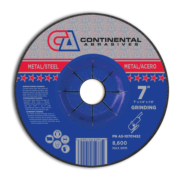 Continental Abrasives Grinding Wheel 7x1/4"x7/8" T27 A5-10701452